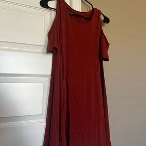 Women's Cold Shoulder Dress - Rust